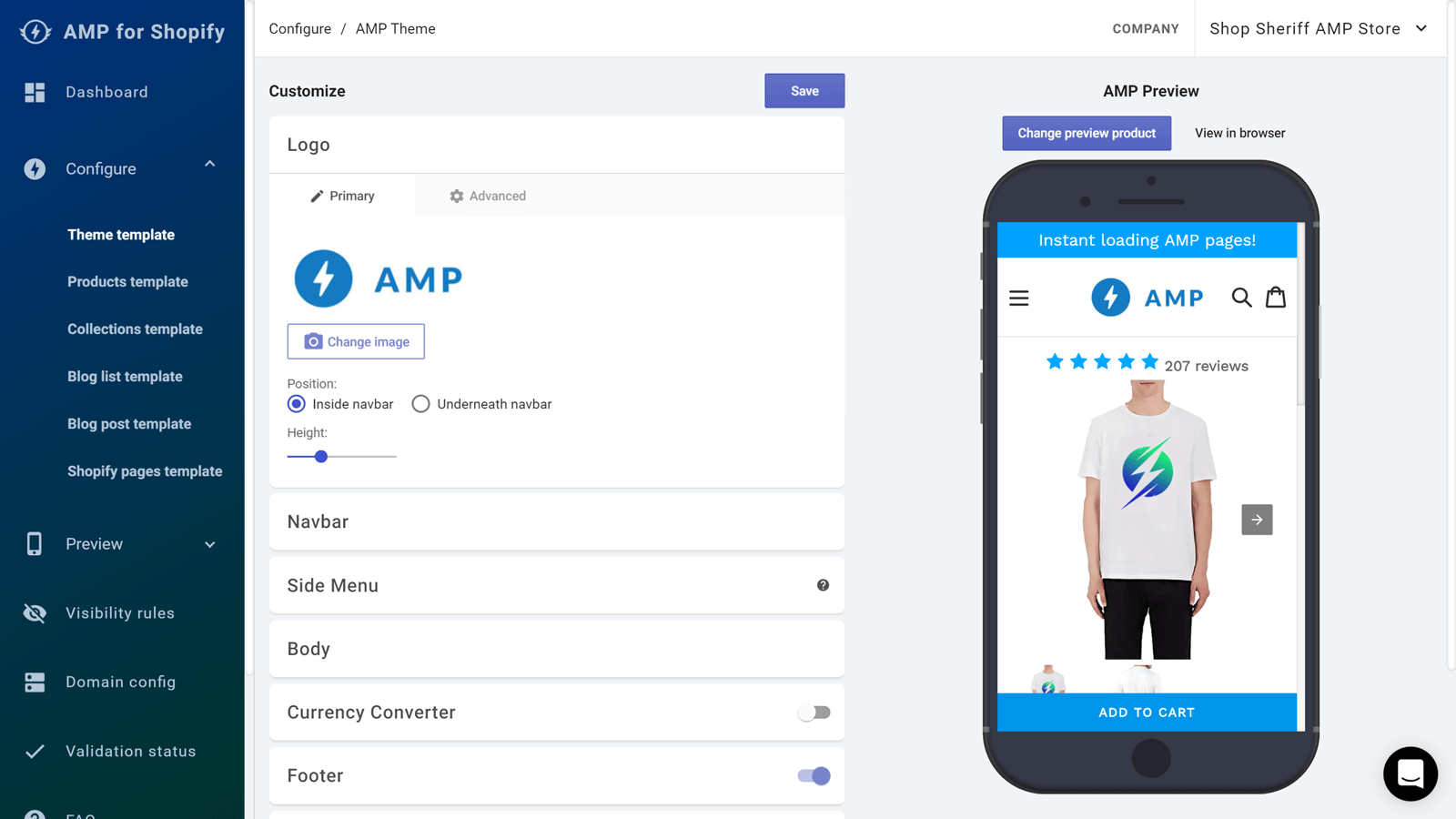 AMP app for Shopify