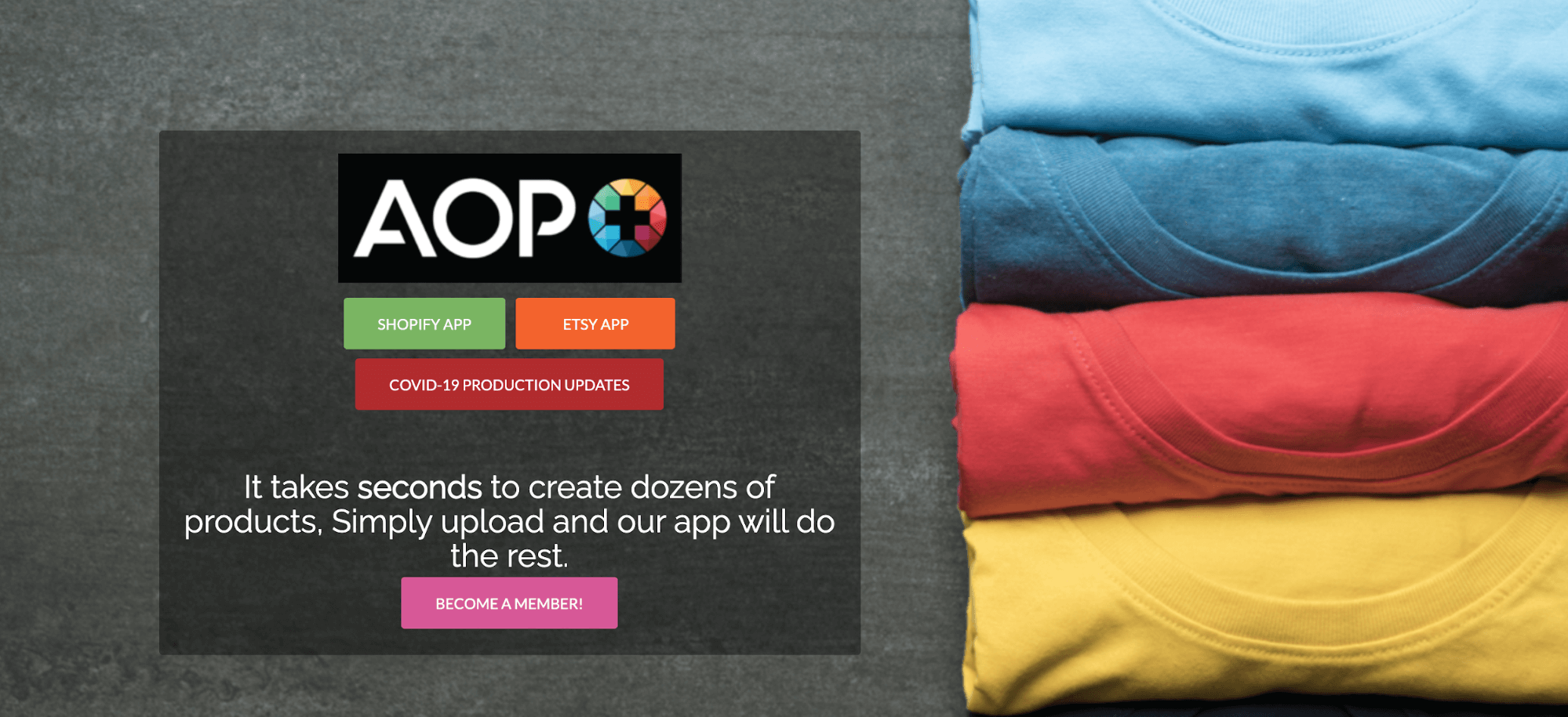 AOP+ - Shopify application - homepage