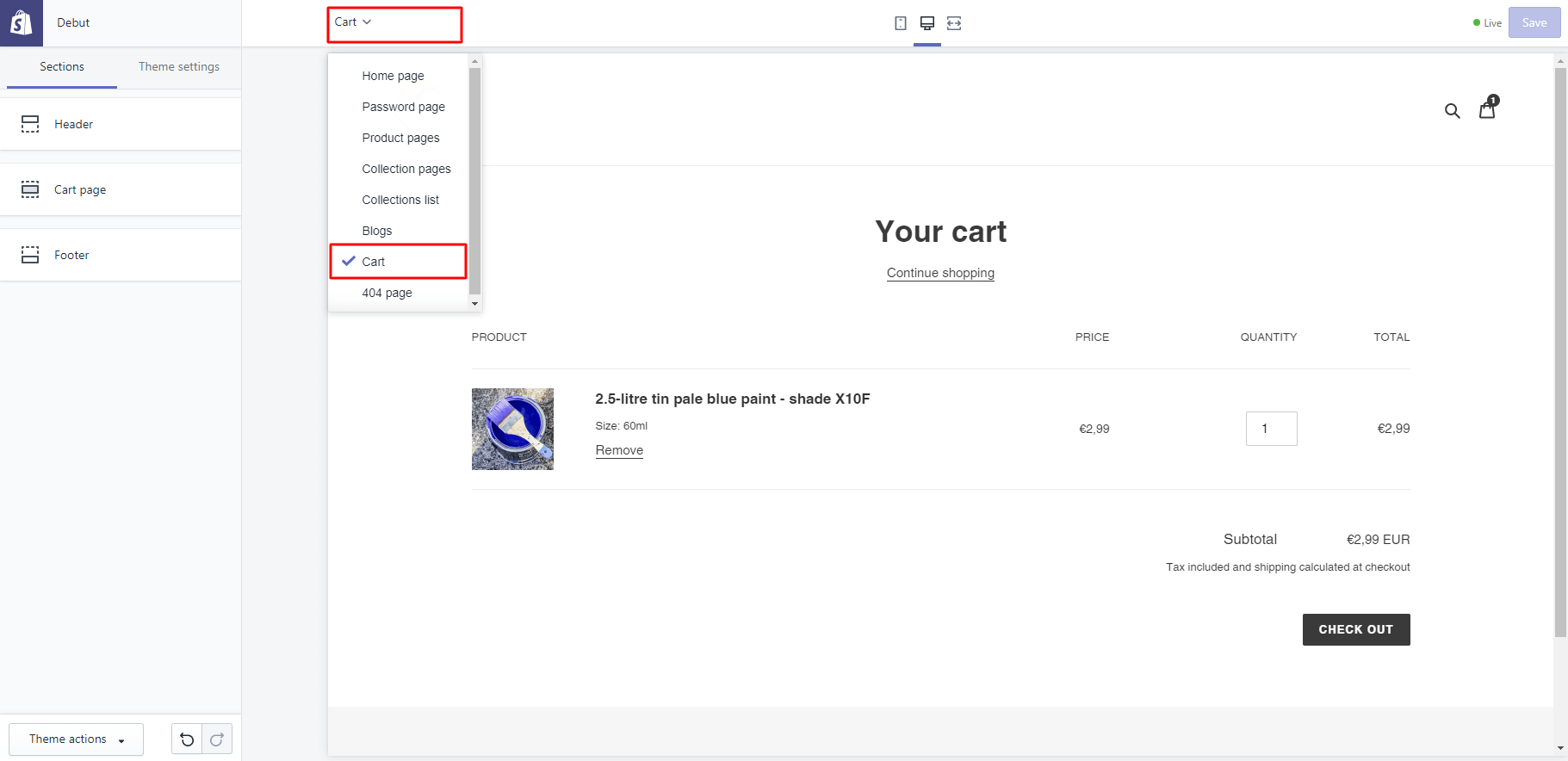Add to cart shopify debut theme