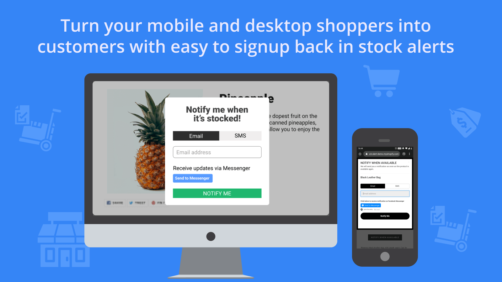 Back in Stock displays push notifications to inform users about stock changes