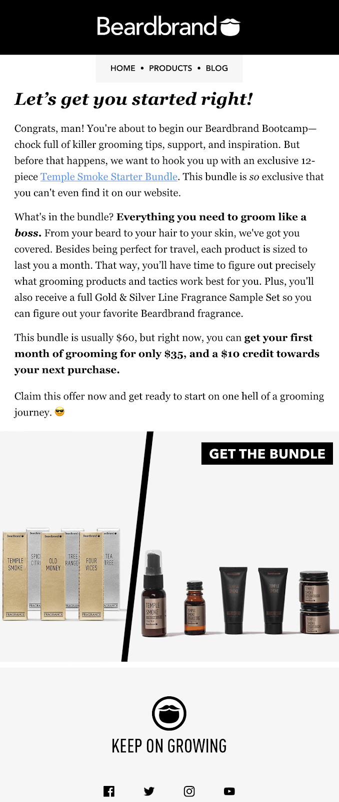 Beardbrand welcome email