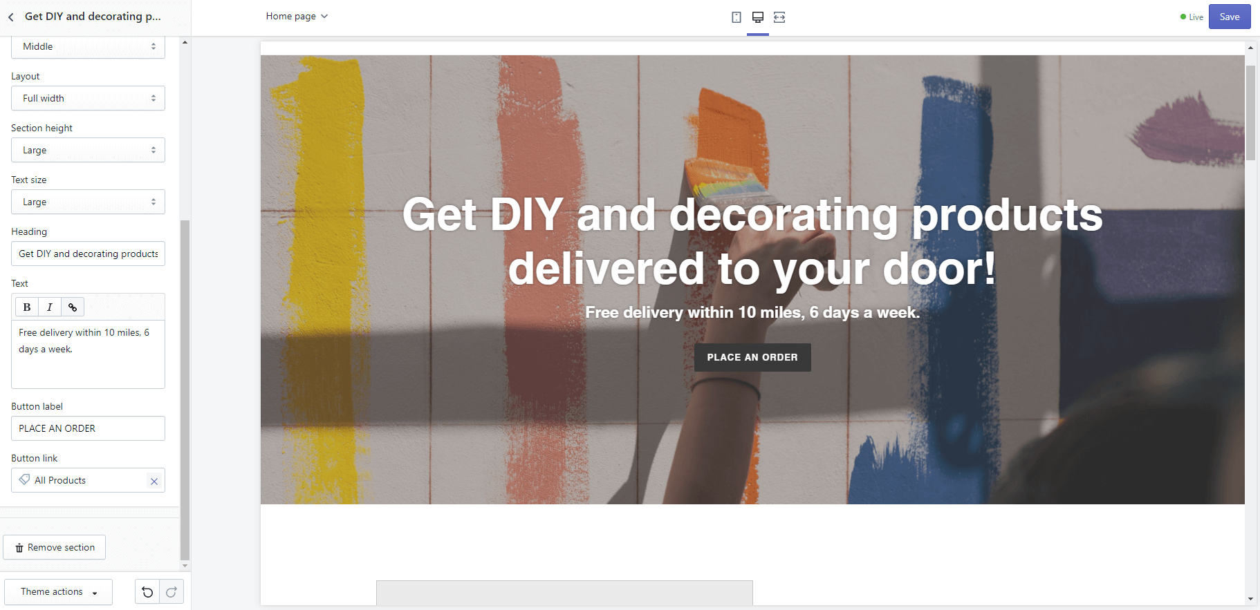 Homepage with logo and hero image