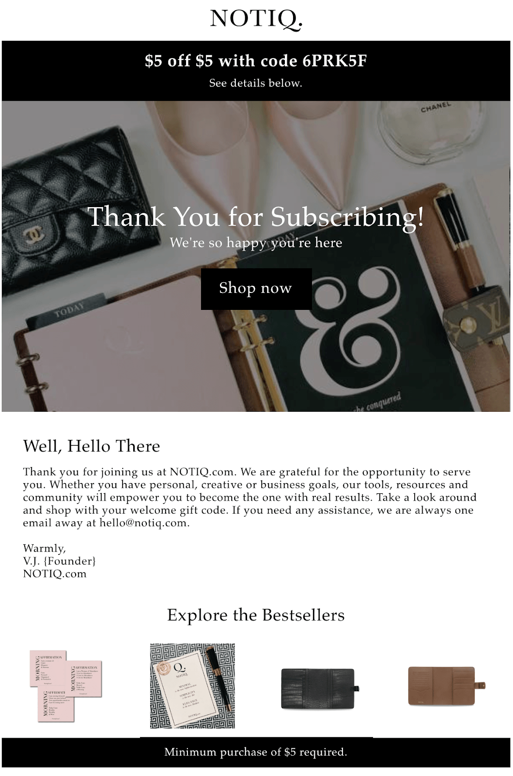 Notiq welcome email