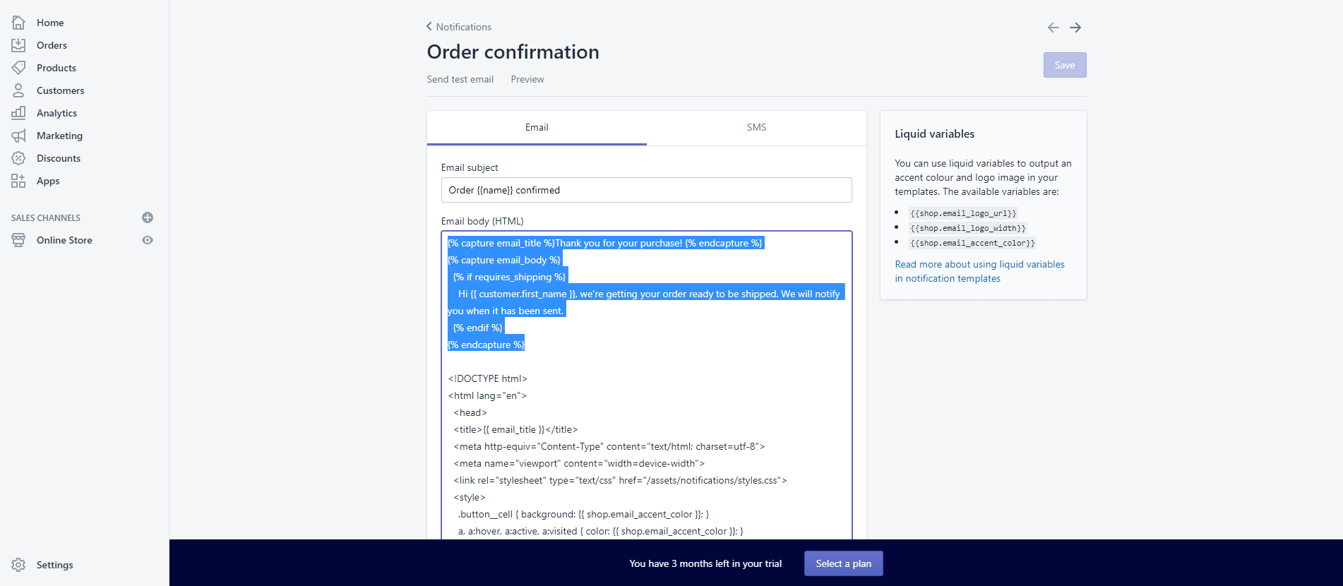 Deleting original shopify message