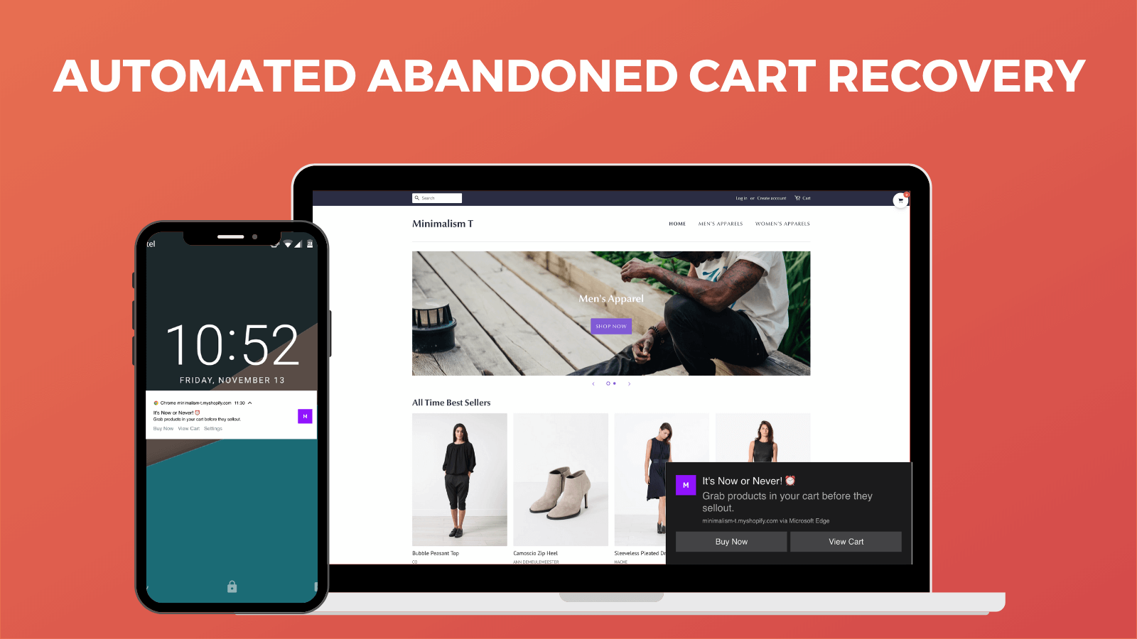 Otis Web Push Notifications app helps with recovering abandoned carts