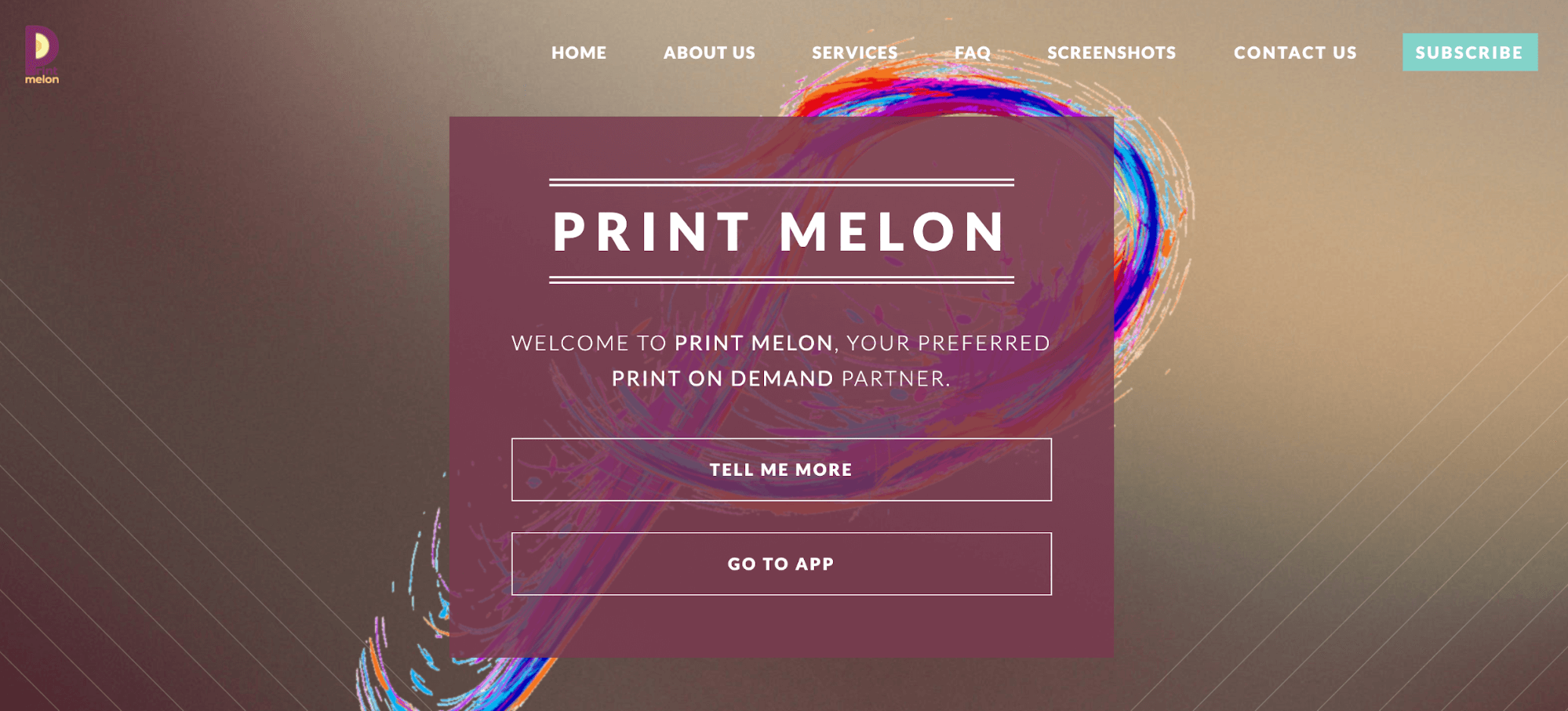 Print Melon - Shopify application - homepage