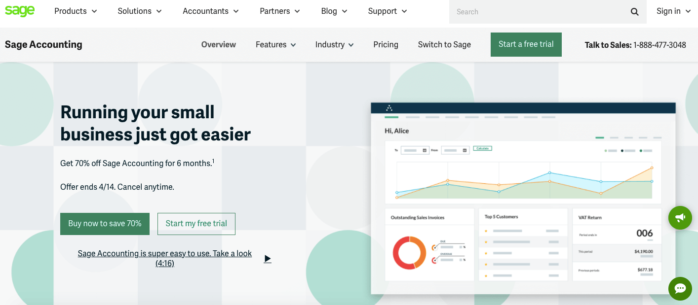 Sage Business Cloud Accounting - homepage