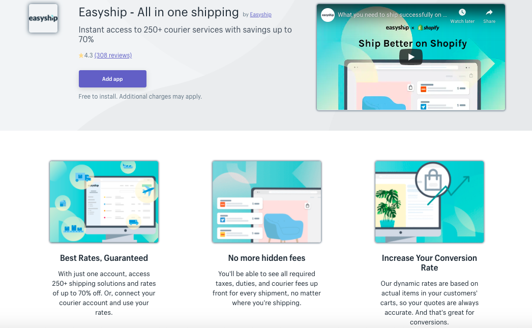 Easyship ‑ Shipping App with Free Plan, Shopify App