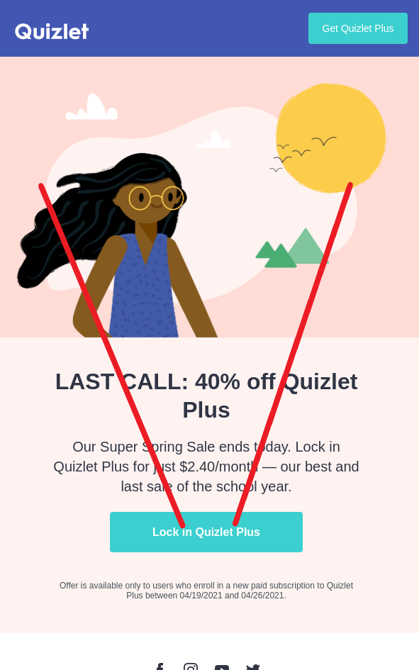 An email layout following an inverted pyramid visual hierarchy