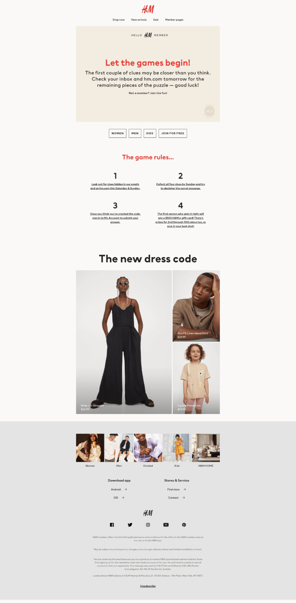 H&m newsletter outlet discount