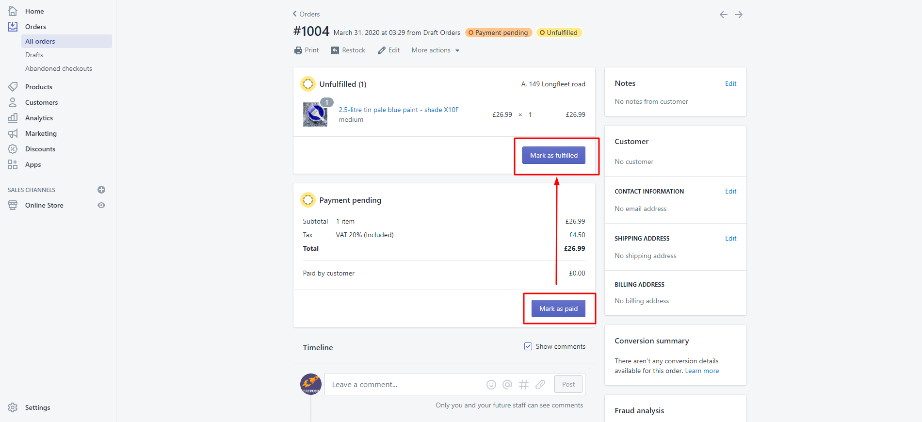 Verifying your first shopify store order
