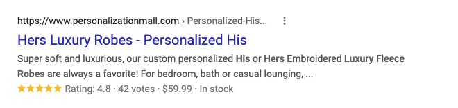 Judge.me - on google search - reviews example